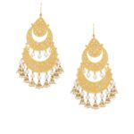 LAYERED GOLD EARRINGS WITH PEARL DROPS - Image 2