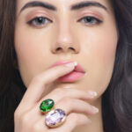 PINK & EMERALD DOUBLE COCKTAIL RING - Image 2