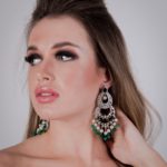 CHANDELIER EARRINGS WITH SEMI PRECIOUS EMERALDS & PEARLS