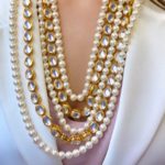 5 LINE NECKPIECE WITH POLKIS & PEARLS - Image 3
