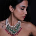 CHOKER WITH SEMI PRECIOUS EMERALDS, RUBIES & PEARLS - Image 2
